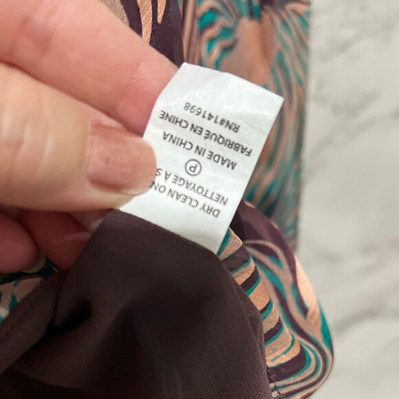 RAMY BROOK Sofie Long Sleeve Stretch Silk Blouse - Raisin/ Oasis Combo - Picture 8 of 9